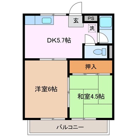 平田町駅 徒歩12分 2階の物件間取画像